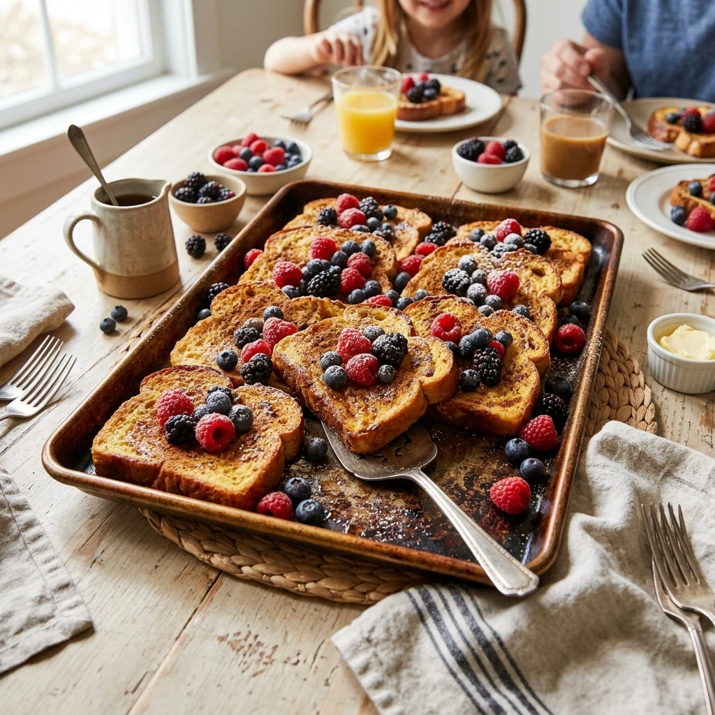 Sheet Pan French Toast With Cinnamon And Berries Feeds 8