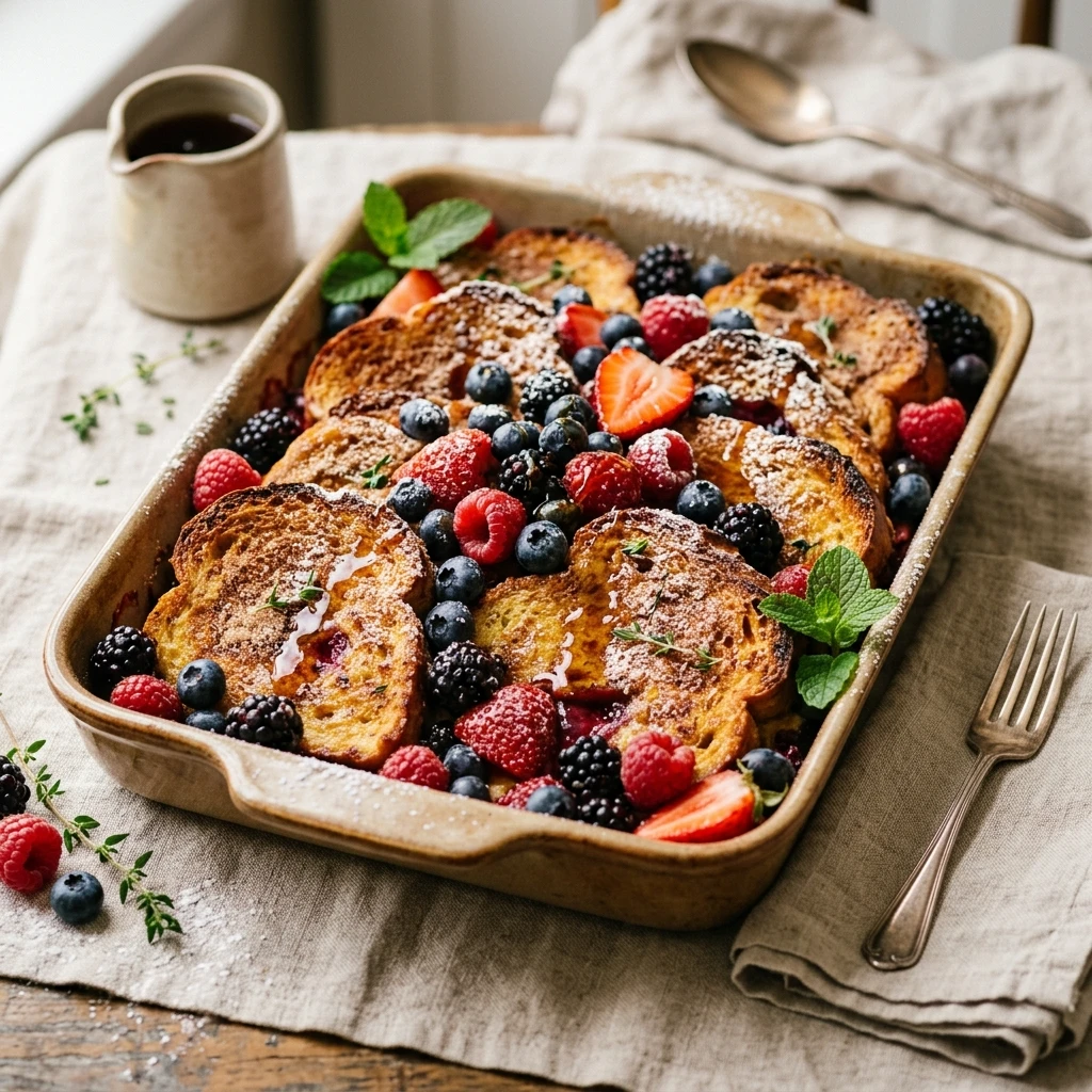 Sheet Pan French Toast With Cinnamon And Berries Feeds 8