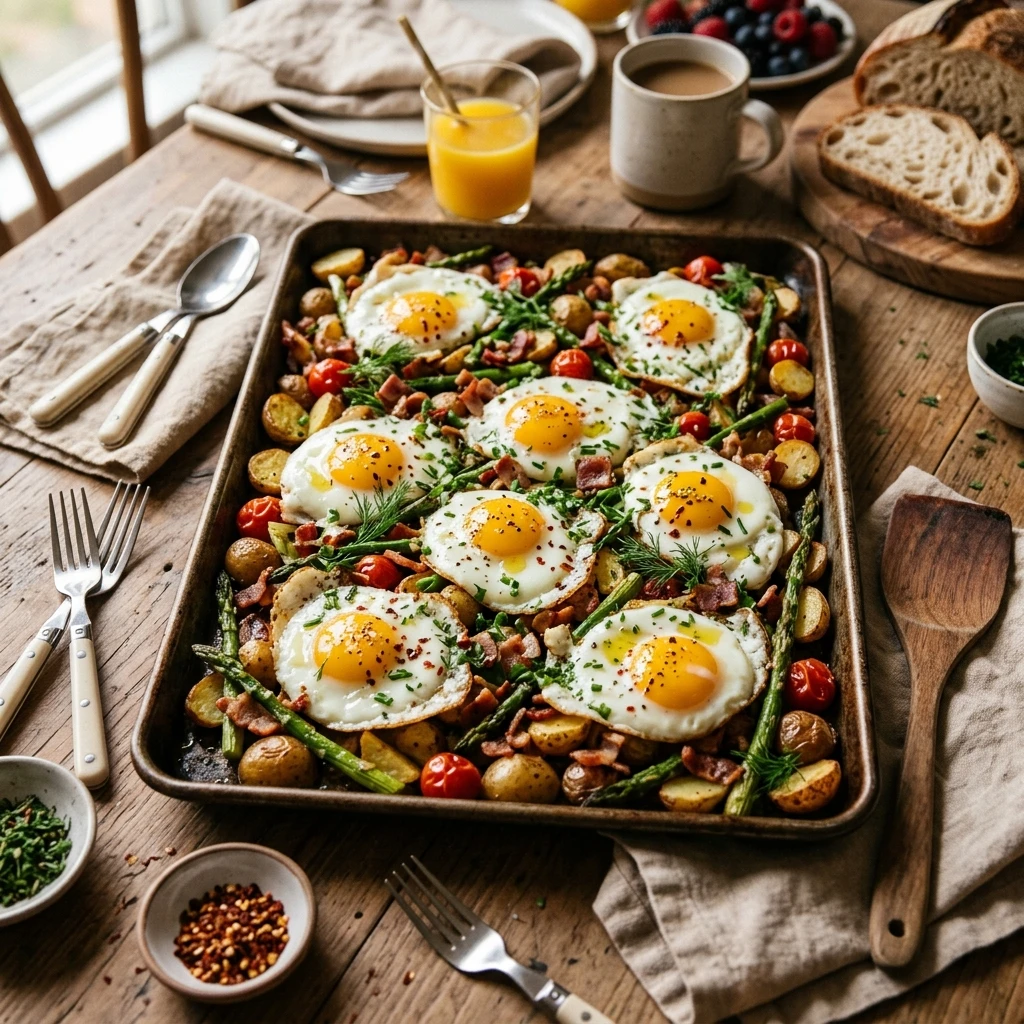 Sheet Pan Fried Eggs Breakfast Feeds 12 No Mess