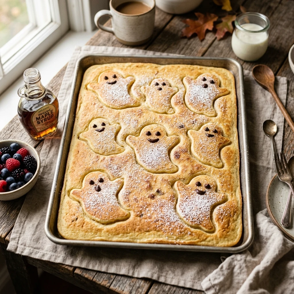 Sheet Pan Ghost Pancakes Halloween No Flip Family Breakfast