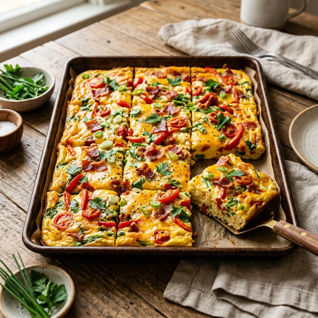 Sheet Pan Omelet Breakfast Feeds 12 No Flip