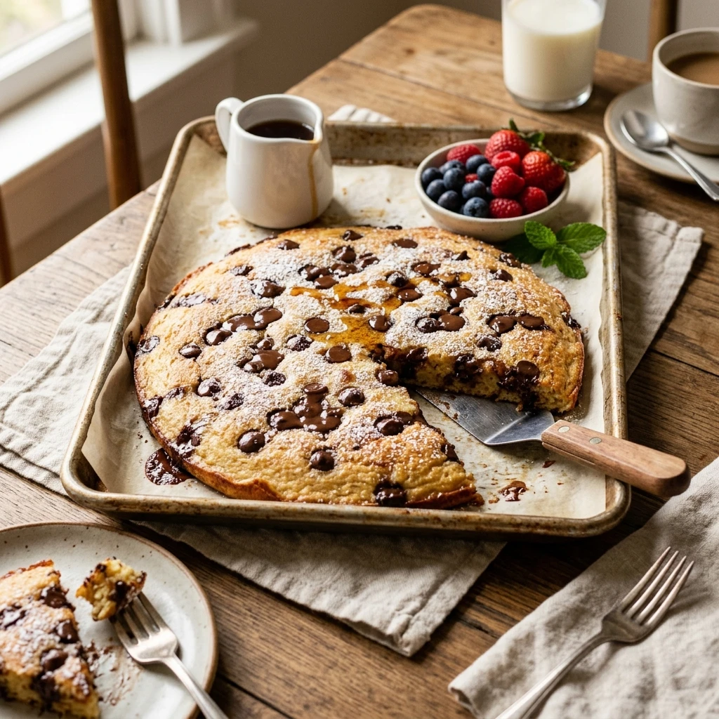 Sheet Pan Pancakes Chocolate Chip Family Feeds 8 No Flip