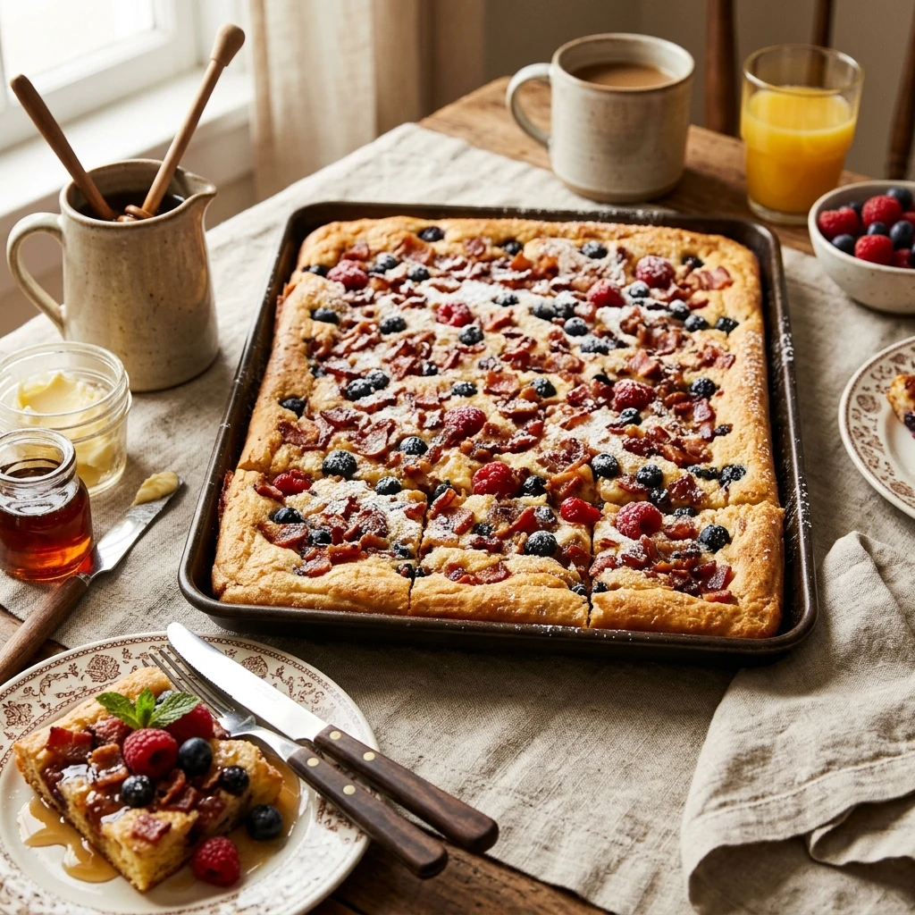 Sheet Pan Pancakes With Bacon Family Feeds 8 No Flip