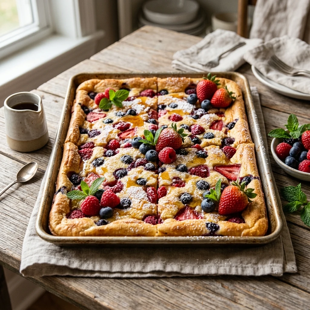 Sheet Pan Pancakes With Berries Family Feeds 8 No Flip