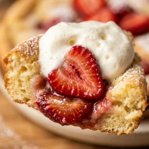 Sheet Pan Pancakes With Strawberries And Whipped Cream Easy