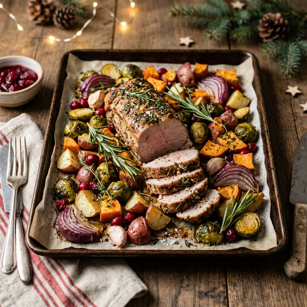 Sheet Pan Pork Christmas Dinner Easy Budget Feed Crowd