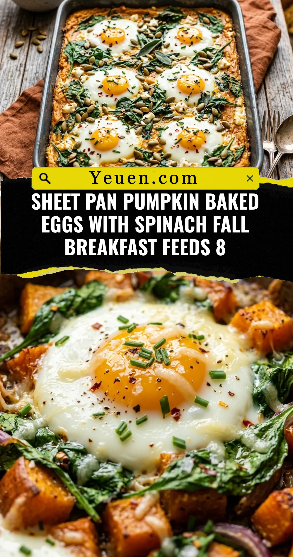 Sheet Pan Pumpkin Baked Eggs With Spinach Fall Breakfast Feeds 8
