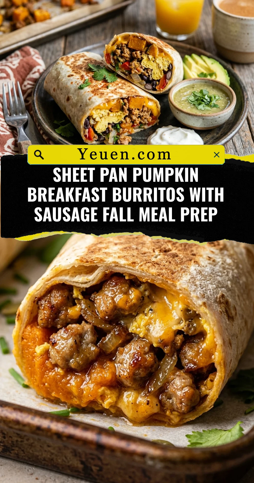 Sheet Pan Pumpkin Breakfast Burritos With Sausage Fall Meal Prep