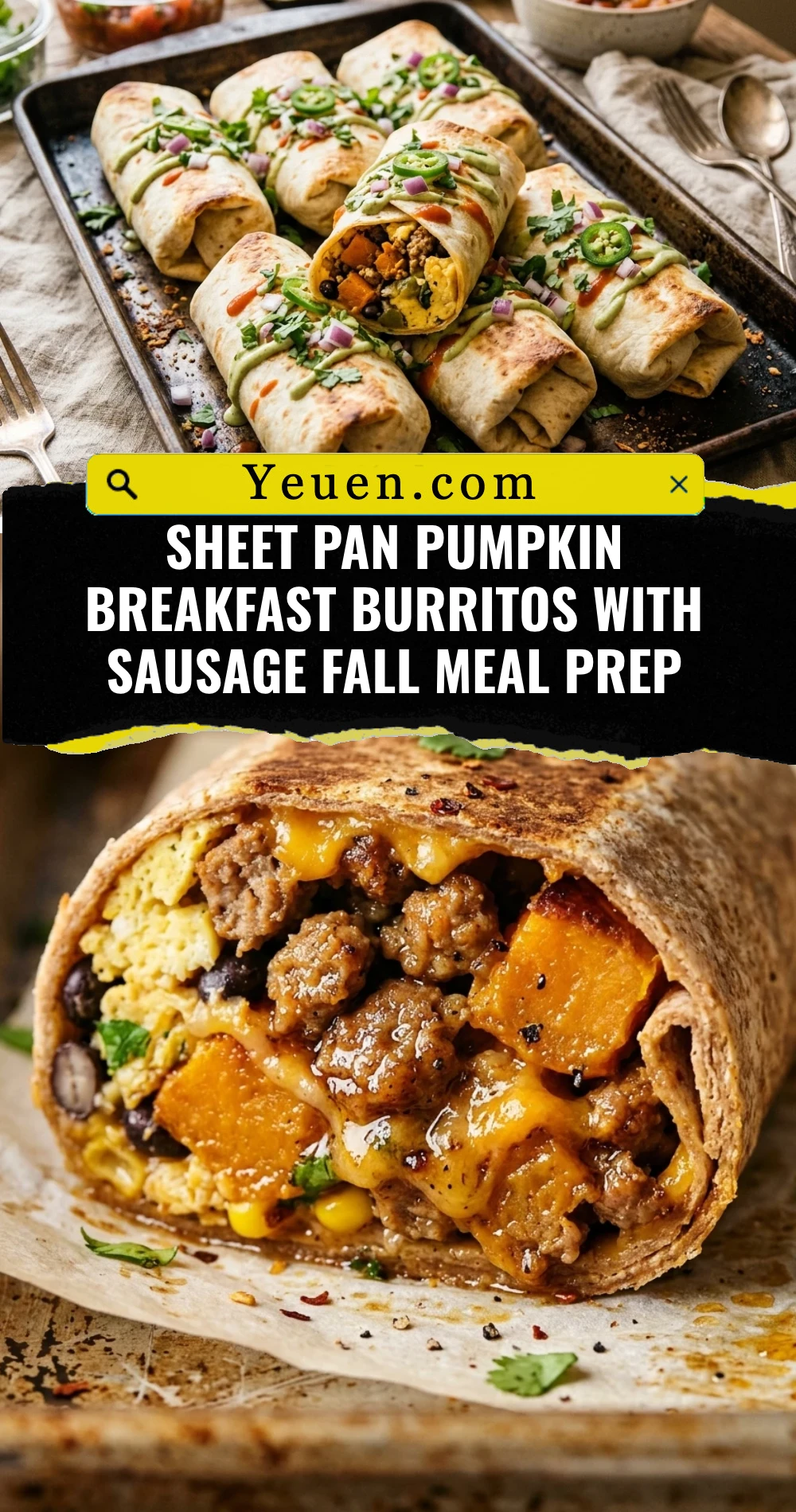 Sheet Pan Pumpkin Breakfast Burritos With Sausage Fall Meal Prep