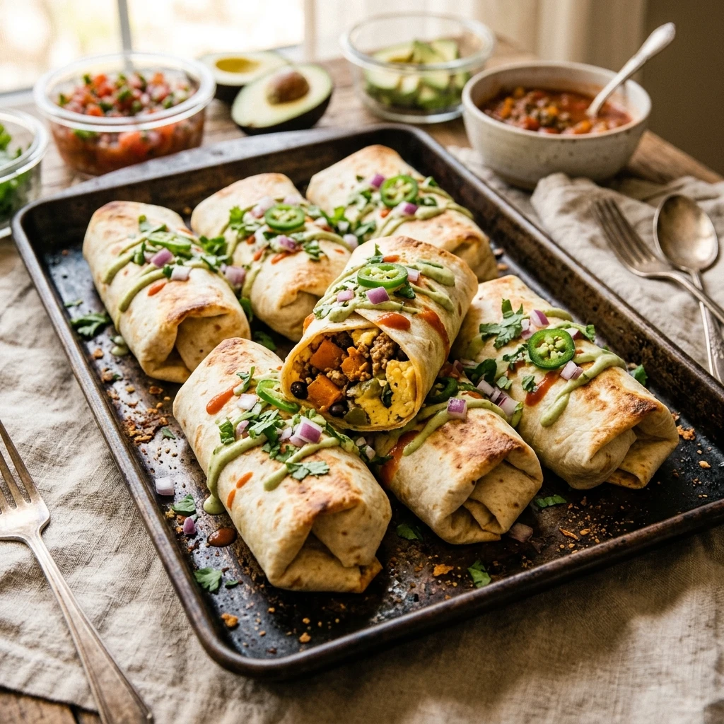Sheet Pan Pumpkin Breakfast Burritos With Sausage Fall Meal Prep