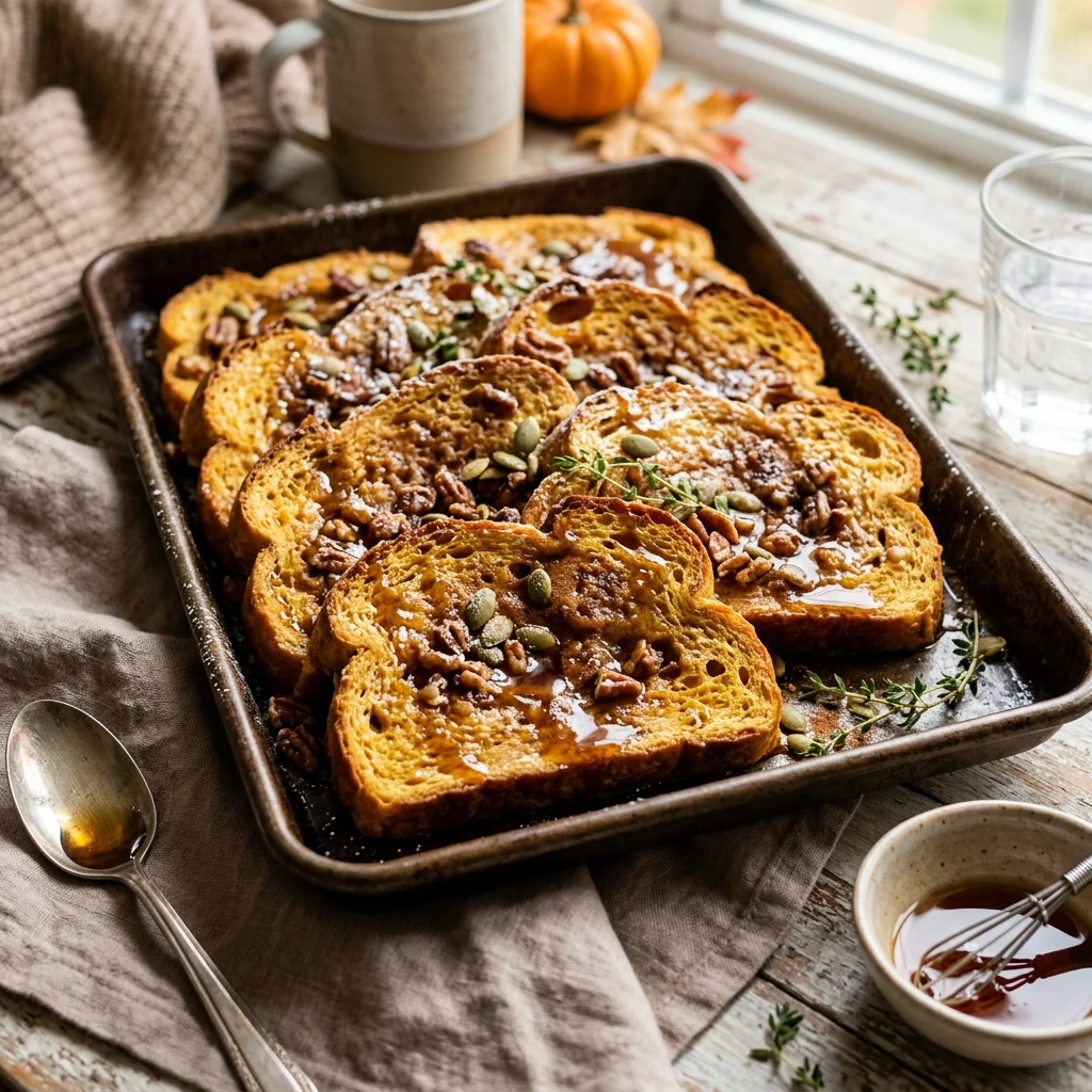 Sheet Pan Pumpkin French Toast With Brown Sugar Fall