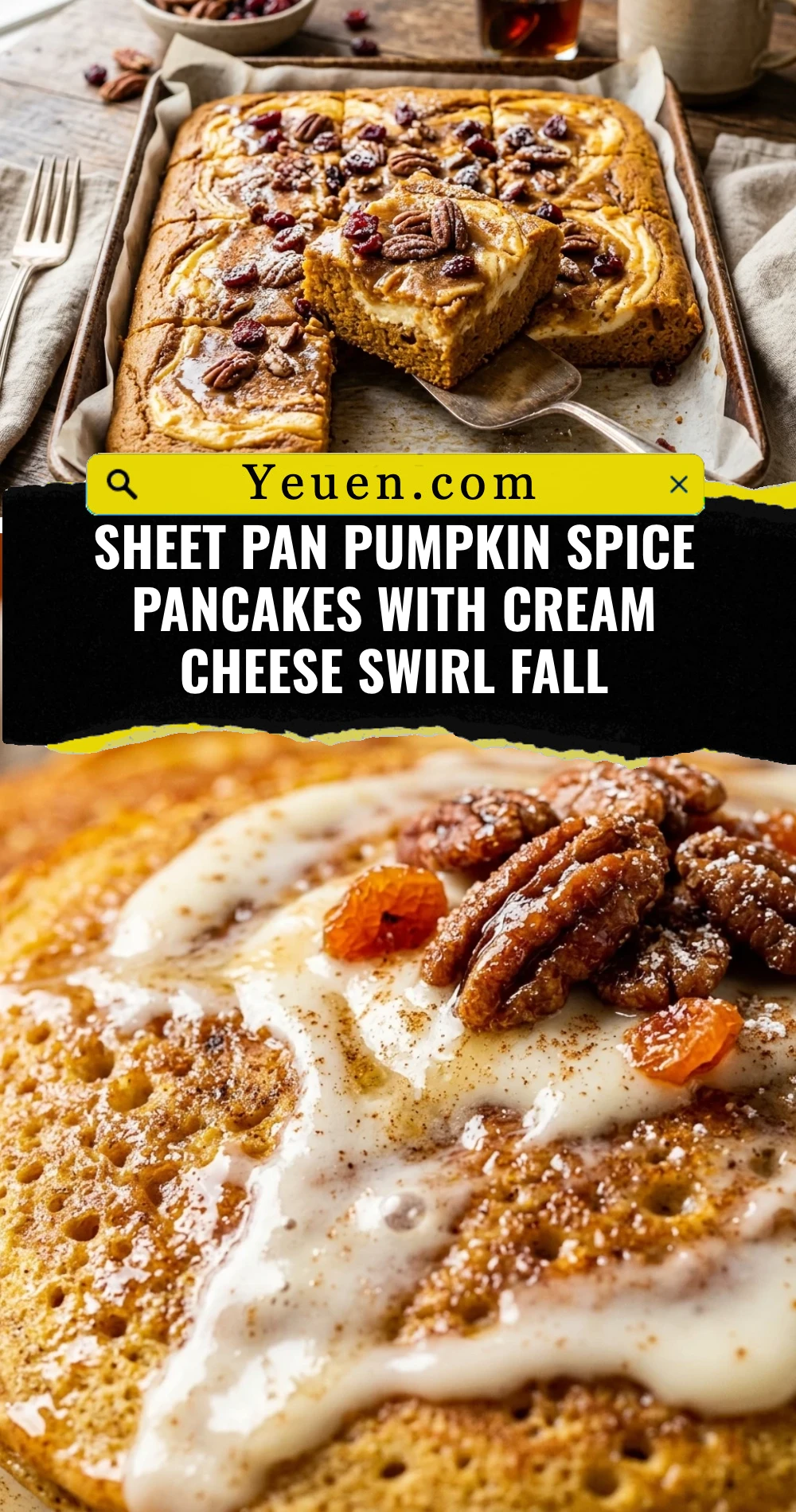 Sheet Pan Pumpkin Spice Pancakes With Cream Cheese Swirl Fall
