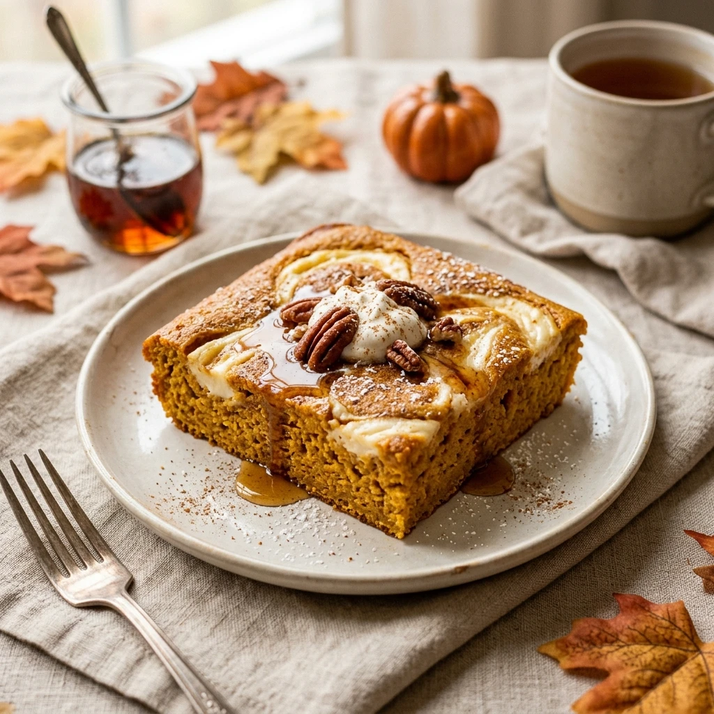 Sheet Pan Pumpkin Spice Pancakes With Cream Cheese Swirl Fall