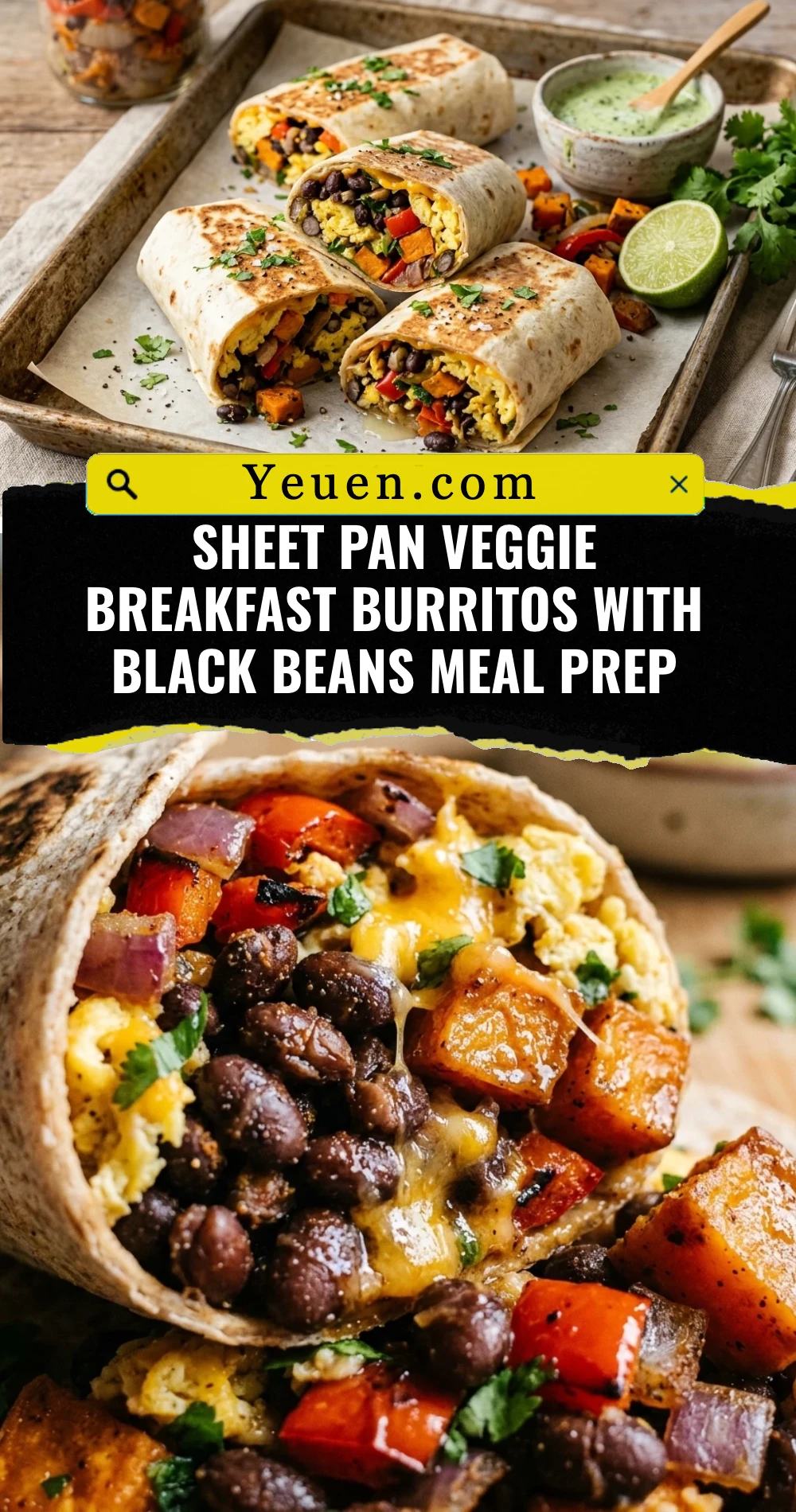 Sheet Pan Veggie Breakfast Burritos With Black Beans Meal Prep
