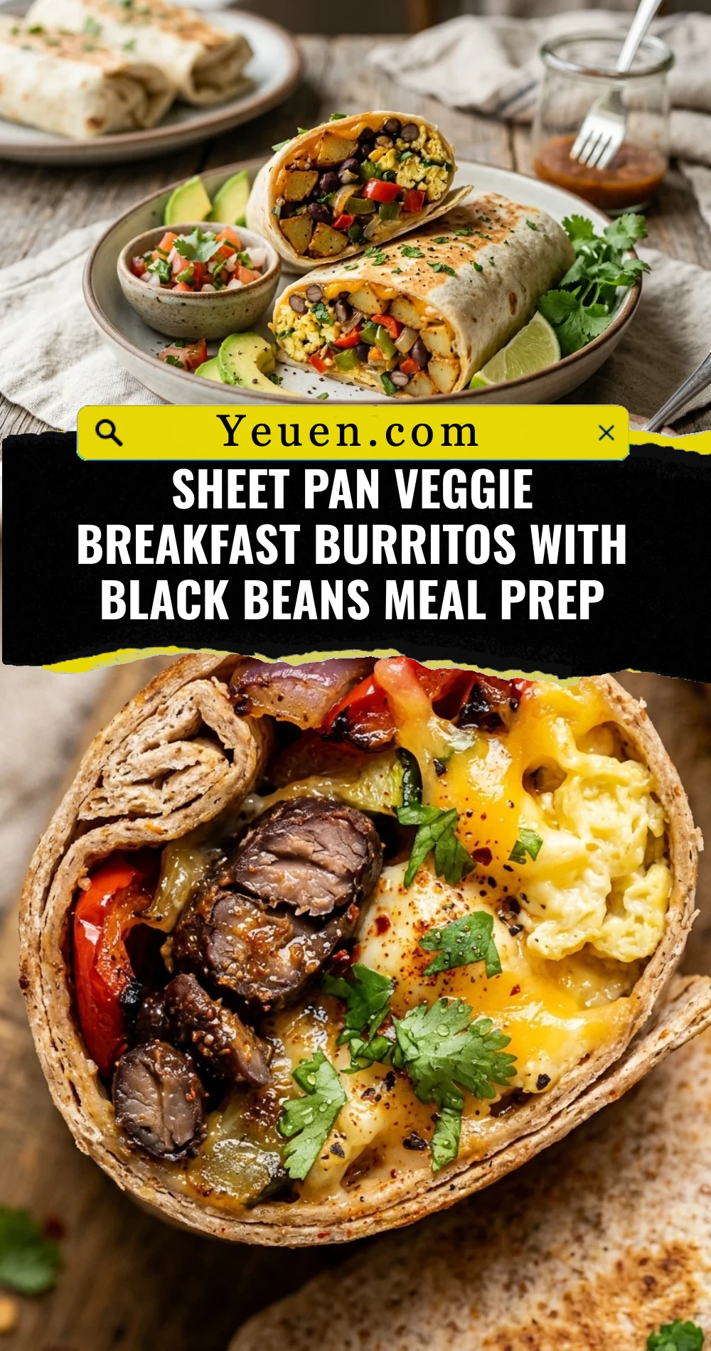 Sheet Pan Veggie Breakfast Burritos With Black Beans Meal Prep