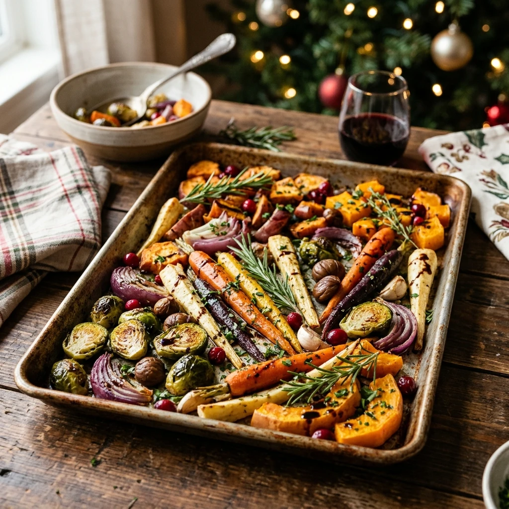 Sheet Pan Veggie Christmas Dinner Easy Budget Feed Crowd