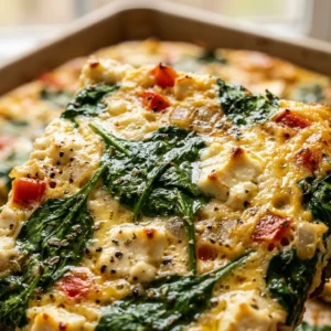 Sheet Pan Veggie Omelet With Spinach And Feta Feeds 12