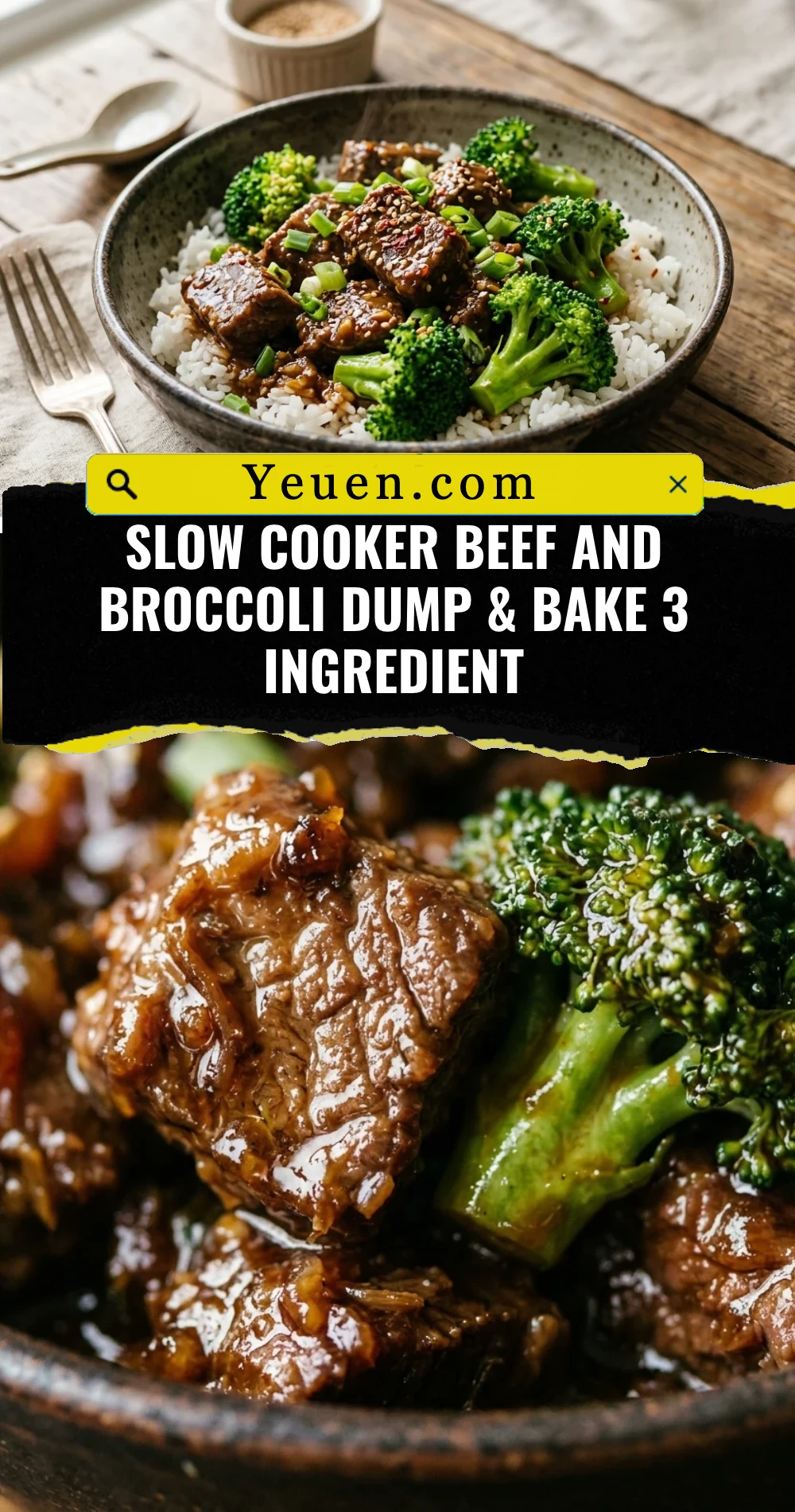 Slow Cooker Beef And Broccoli Dump & Bake 3 Ingredient