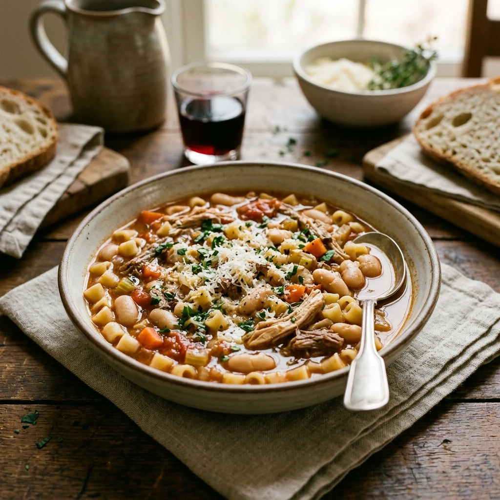 Slow Cooker High Protein Pasta Fagioli 30g Protein