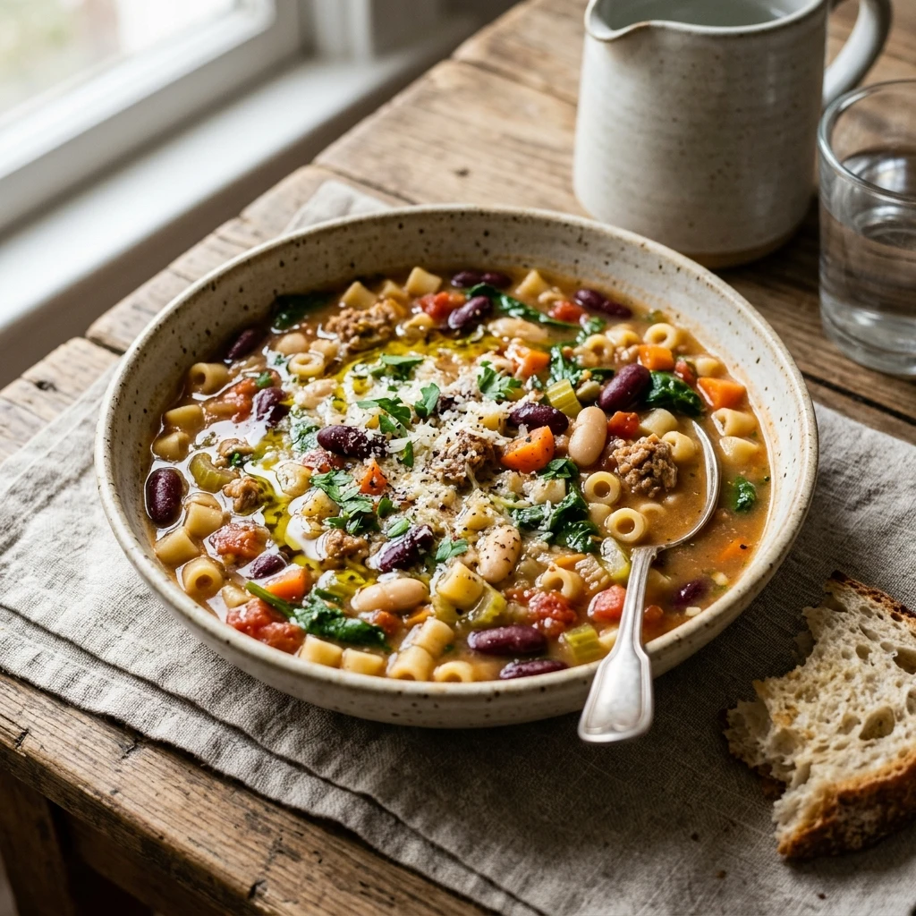 Slow Cooker High Protein Pasta Fagioli 30g Protein