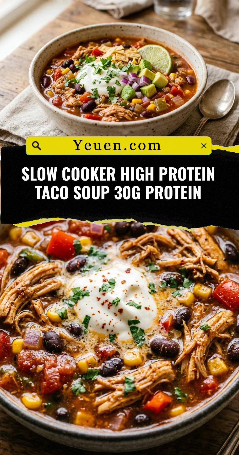 Slow Cooker High Protein Taco Soup 30g Protein