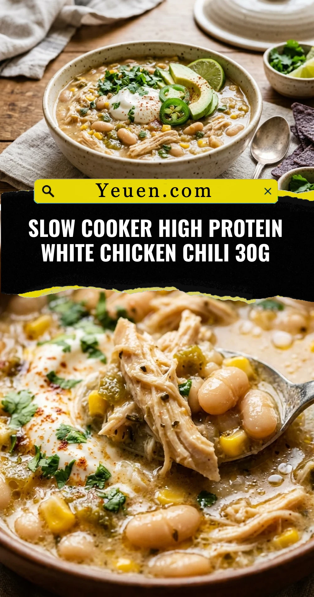 Slow Cooker High Protein White Chicken Chili 30g