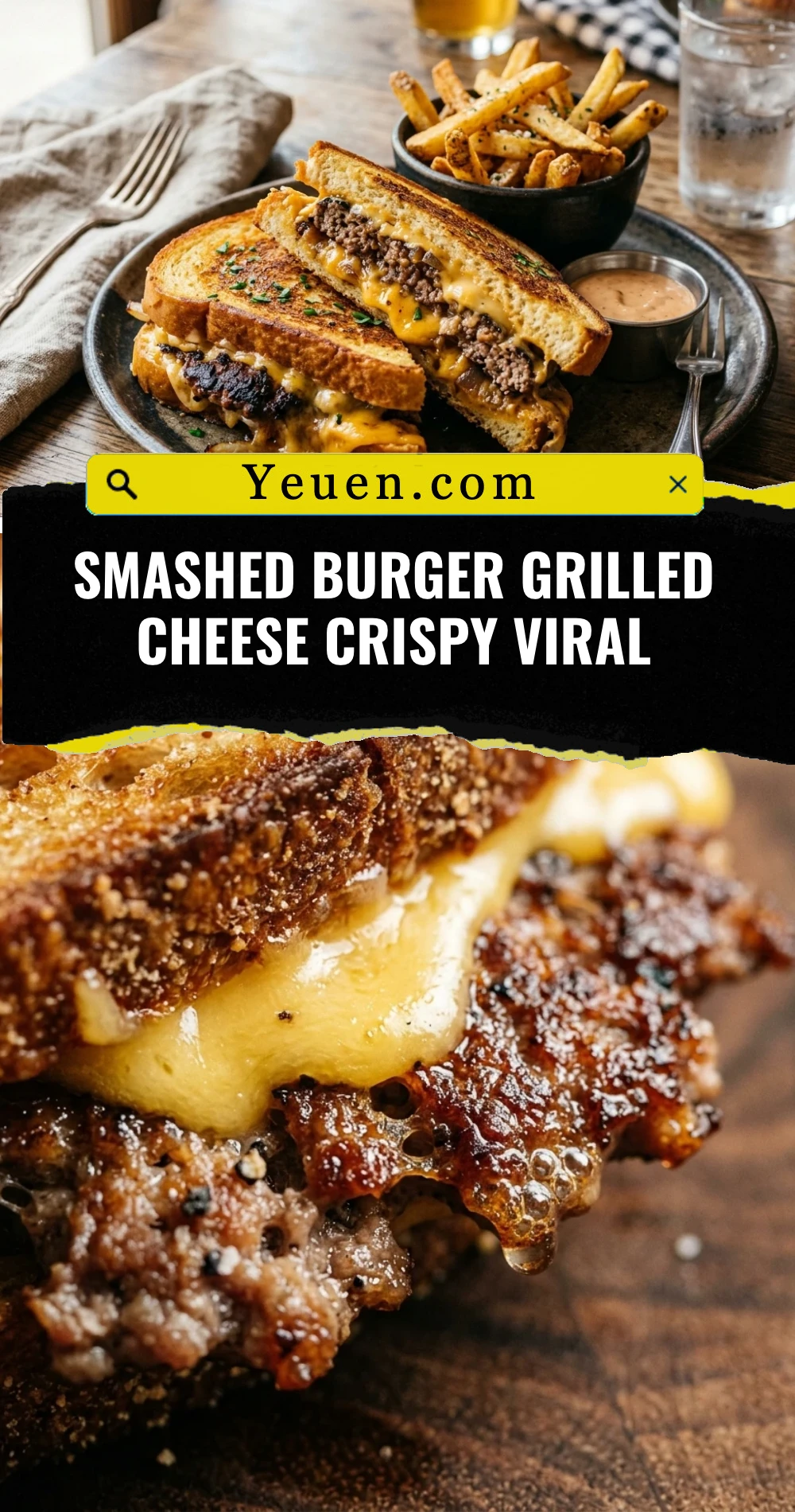 Smashed Burger Grilled Cheese Crispy Viral