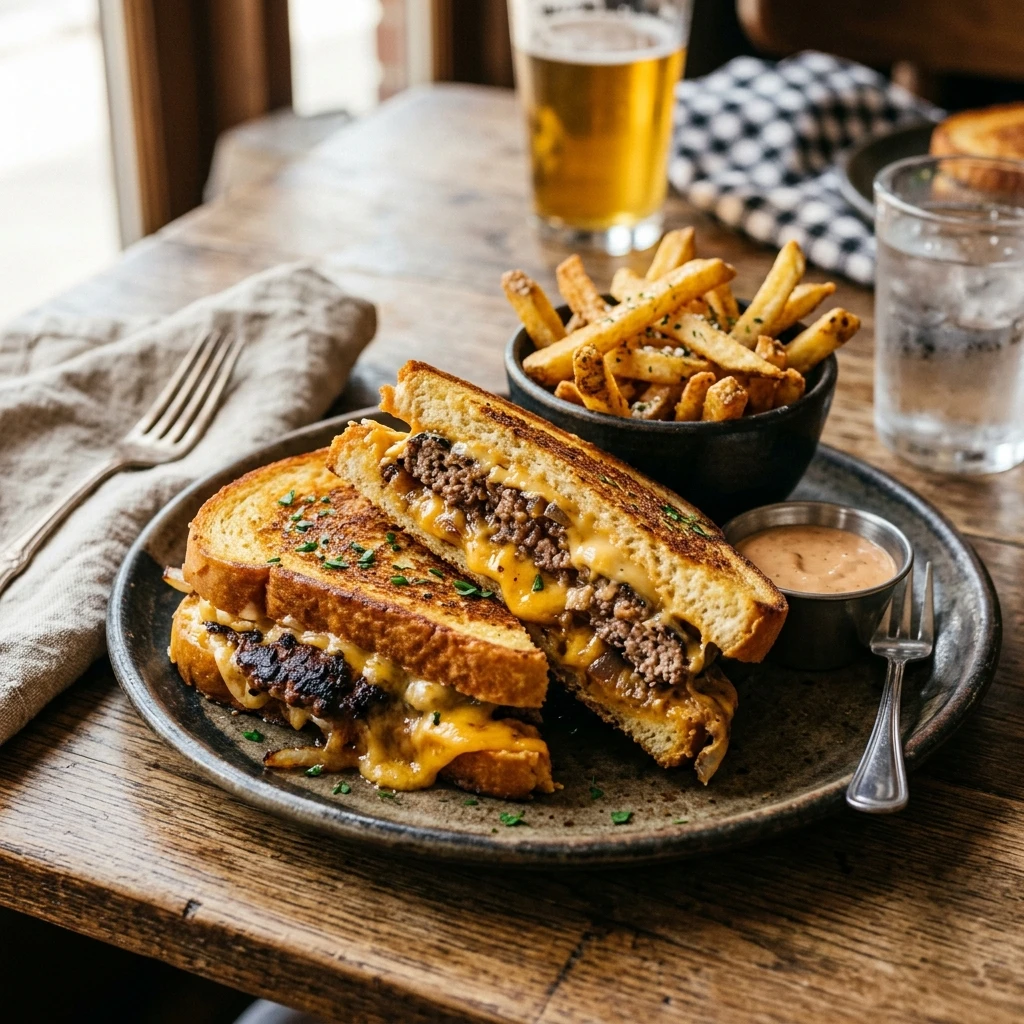 Smashed Burger Grilled Cheese Crispy Viral