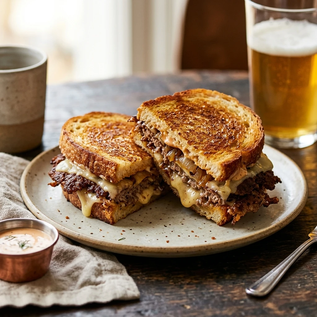Smashed Burger Patty Melt Crispy Viral
