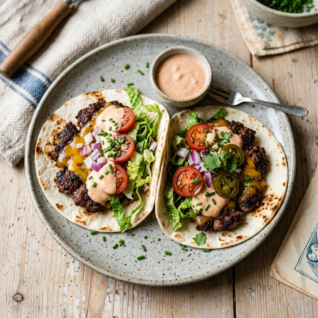 Smashed Burger Tacos Tortilla 10 Minute Viral