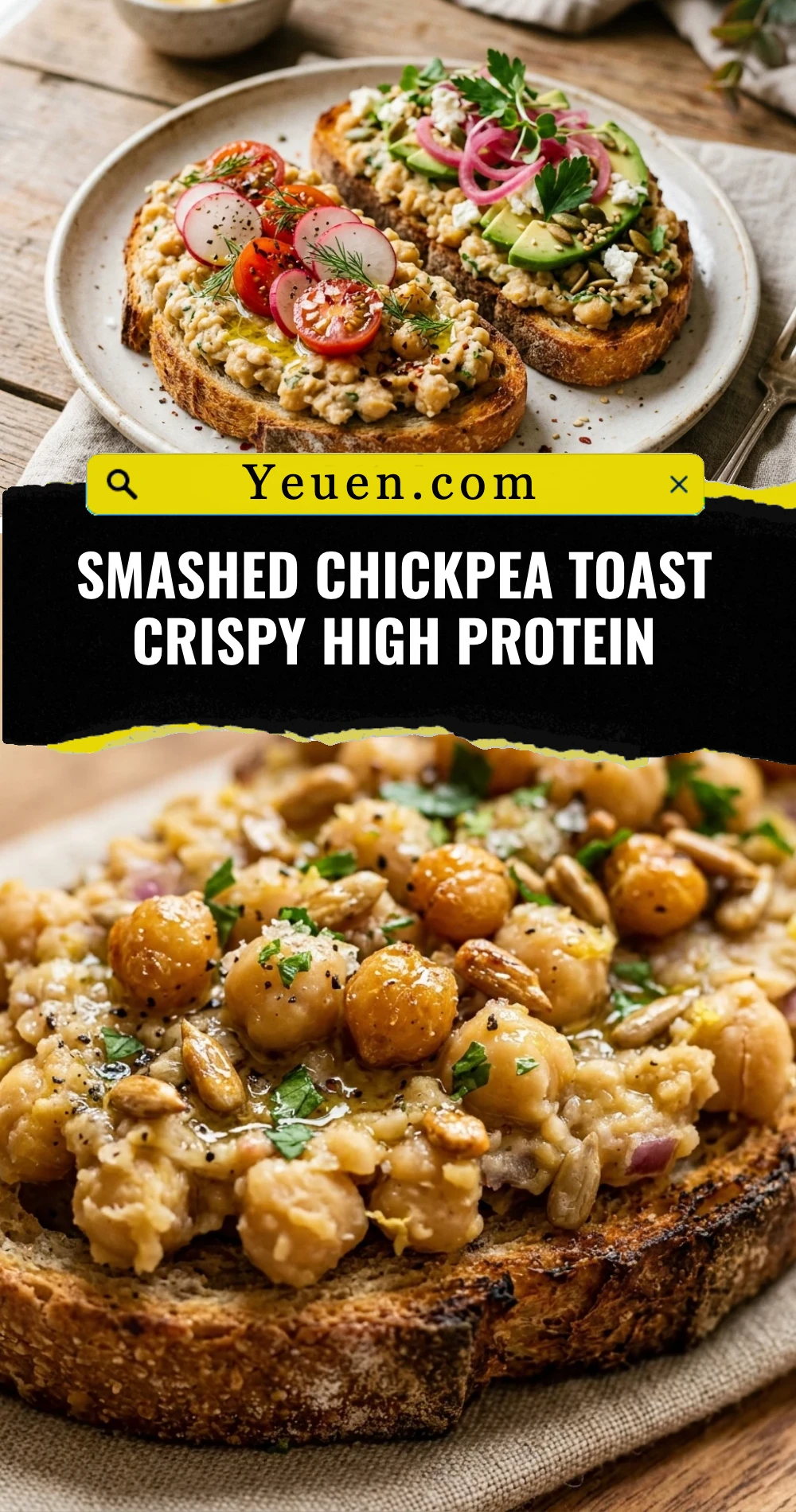 Smashed Chickpea Toast Crispy High Protein