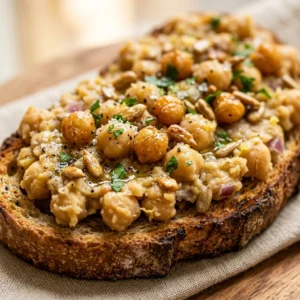 Smashed Chickpea Toast Crispy High Protein