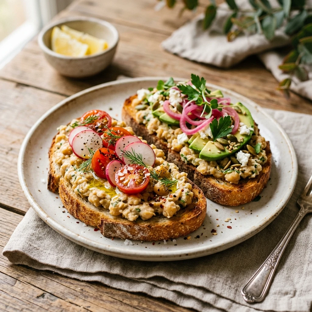 Smashed Chickpea Toast Crispy High Protein