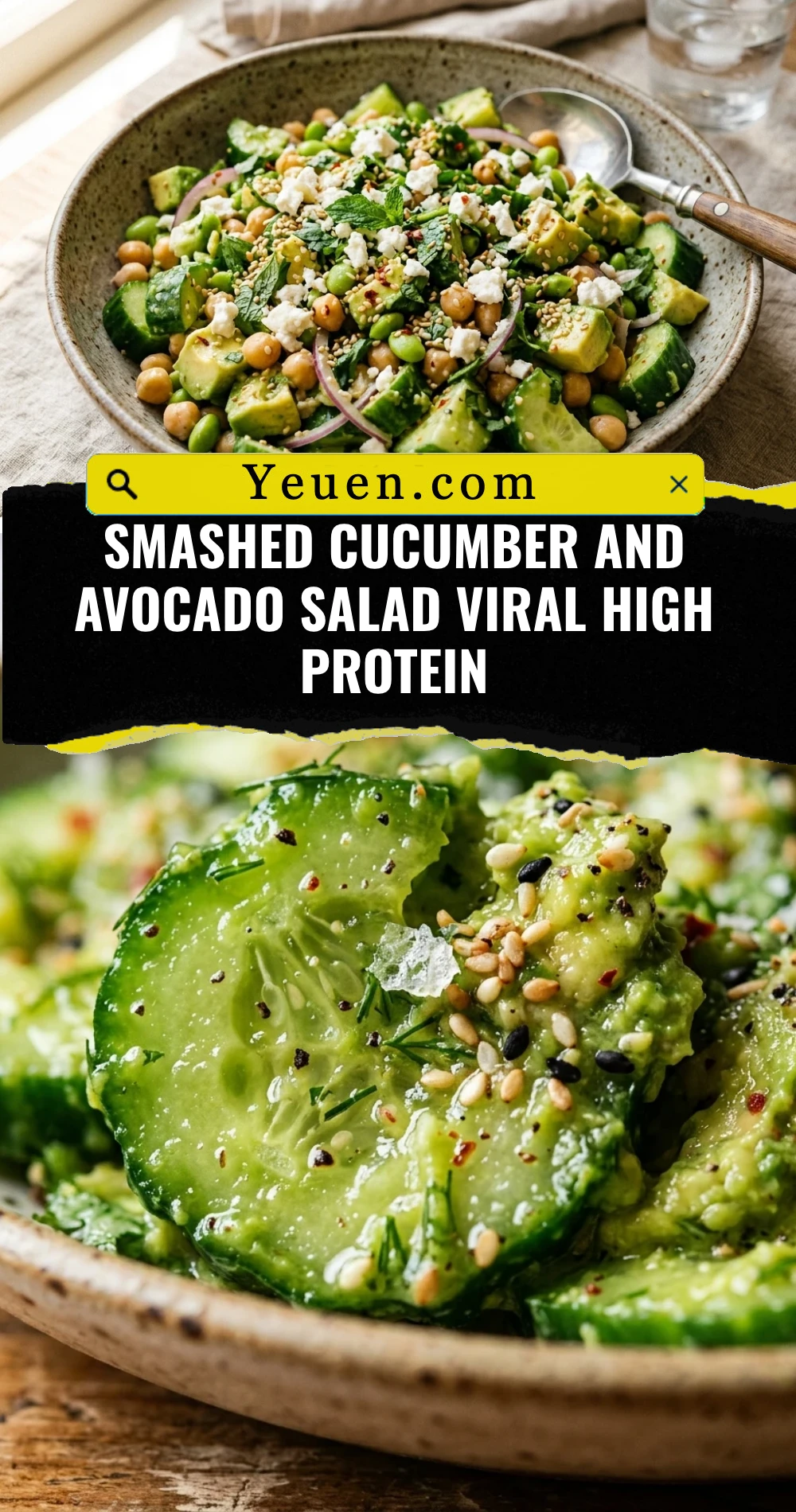 Smashed Cucumber And Avocado Salad Viral High Protein