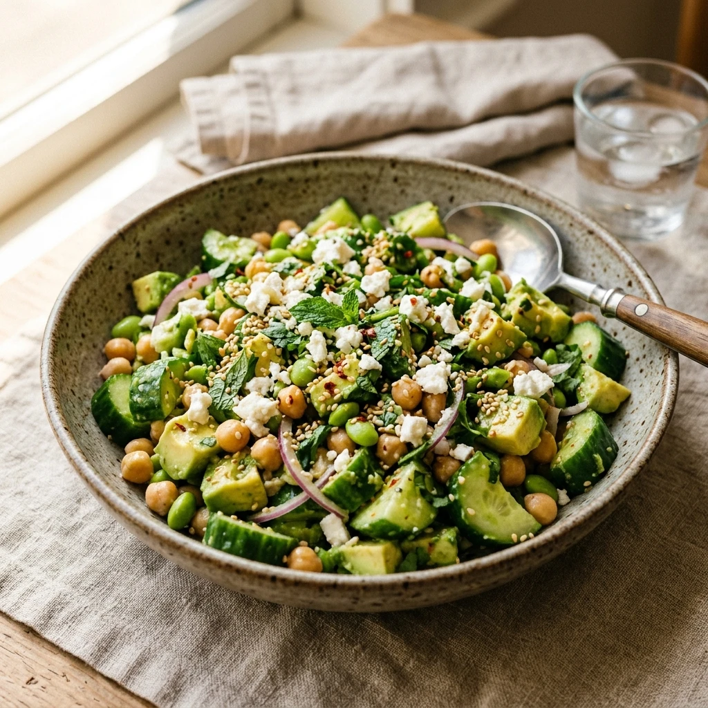 Smashed Cucumber And Avocado Salad Viral High Protein