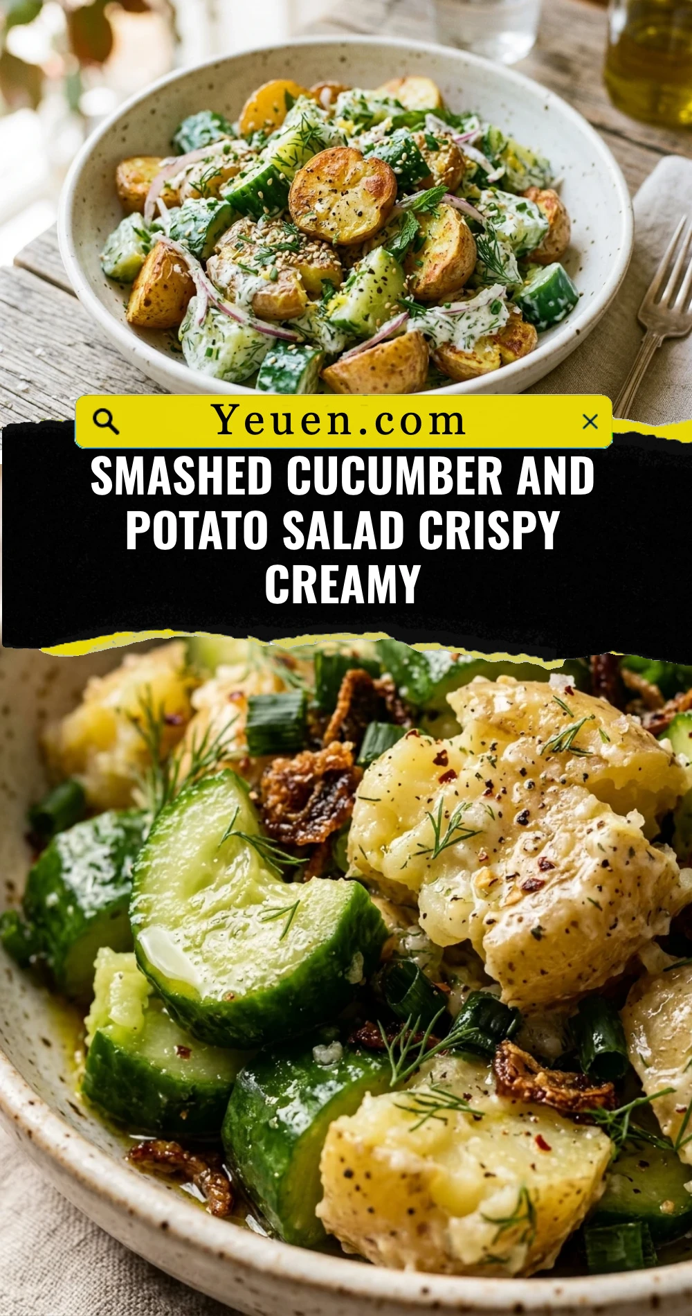 Smashed Cucumber And Potato Salad Crispy Creamy
