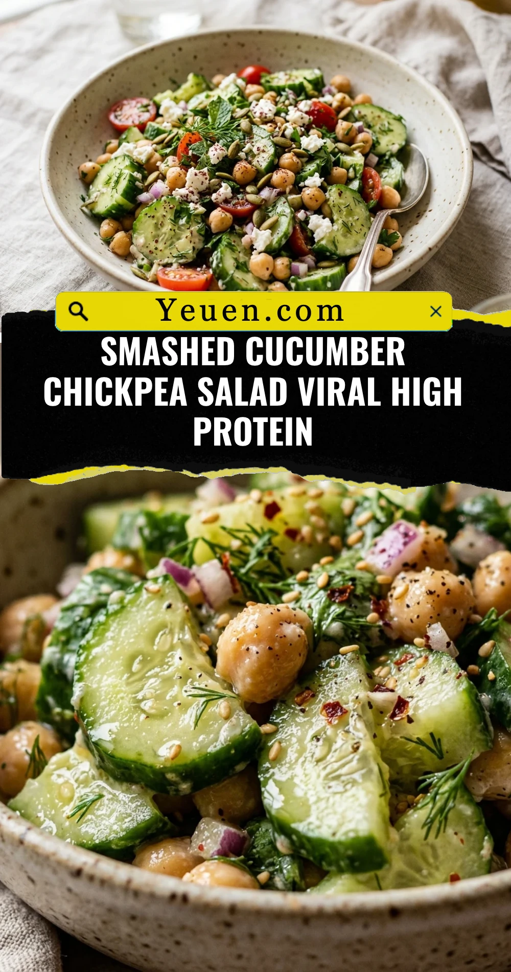 Smashed Cucumber Chickpea Salad Viral High Protein