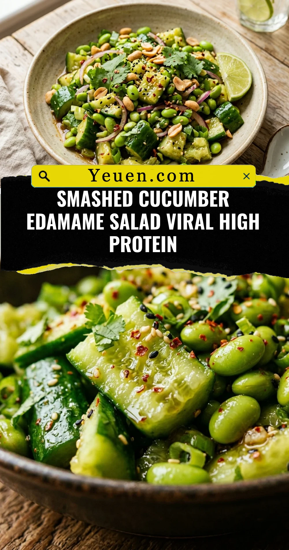 Smashed Cucumber Edamame Salad Viral High Protein