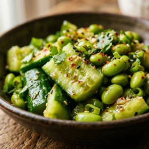 Smashed Cucumber Edamame Salad Viral High Protein