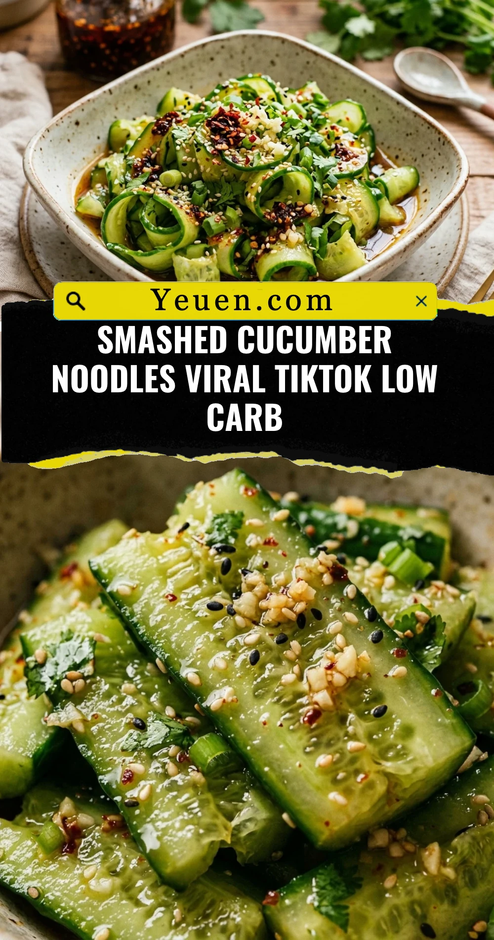 Smashed Cucumber Noodles Viral TikTok Low Carb