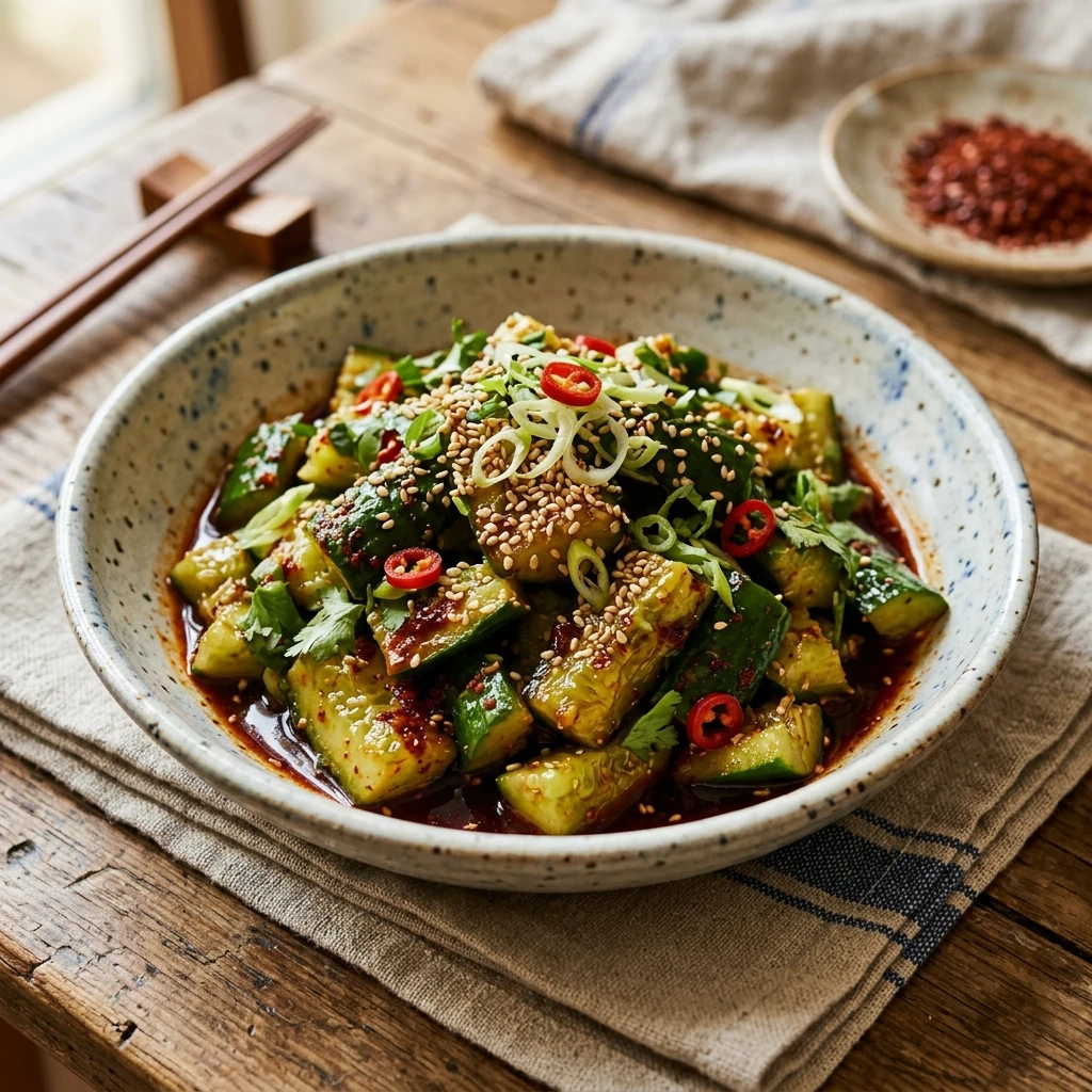 Smashed Cucumber Salad Korean Viral Spicy