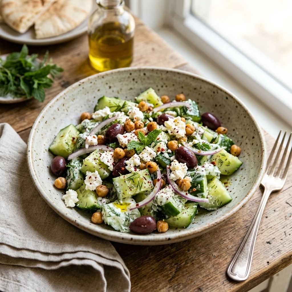 Smashed Cucumber Salad Mediterranean Viral High Protein