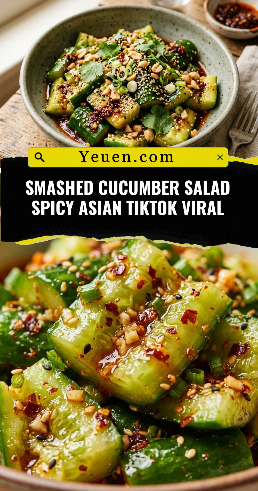 Smashed Cucumber Salad Spicy Asian TikTok Viral
