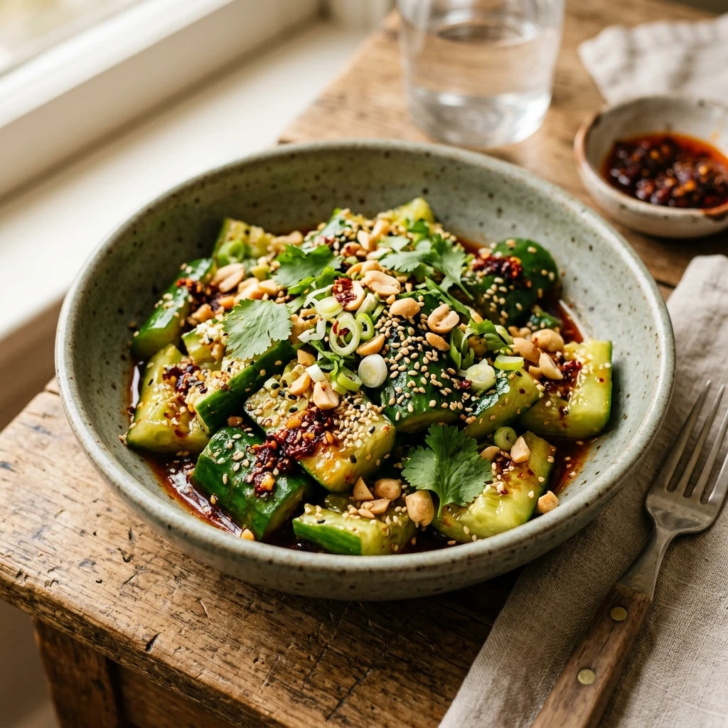 Smashed Cucumber Salad Spicy Asian TikTok Viral