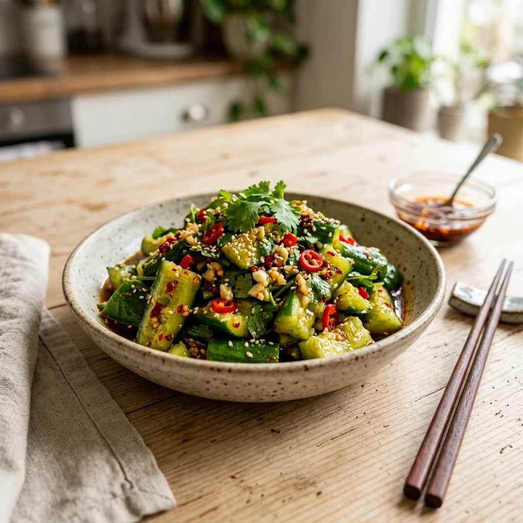 Smashed Cucumber Salad Viral TikTok Asian