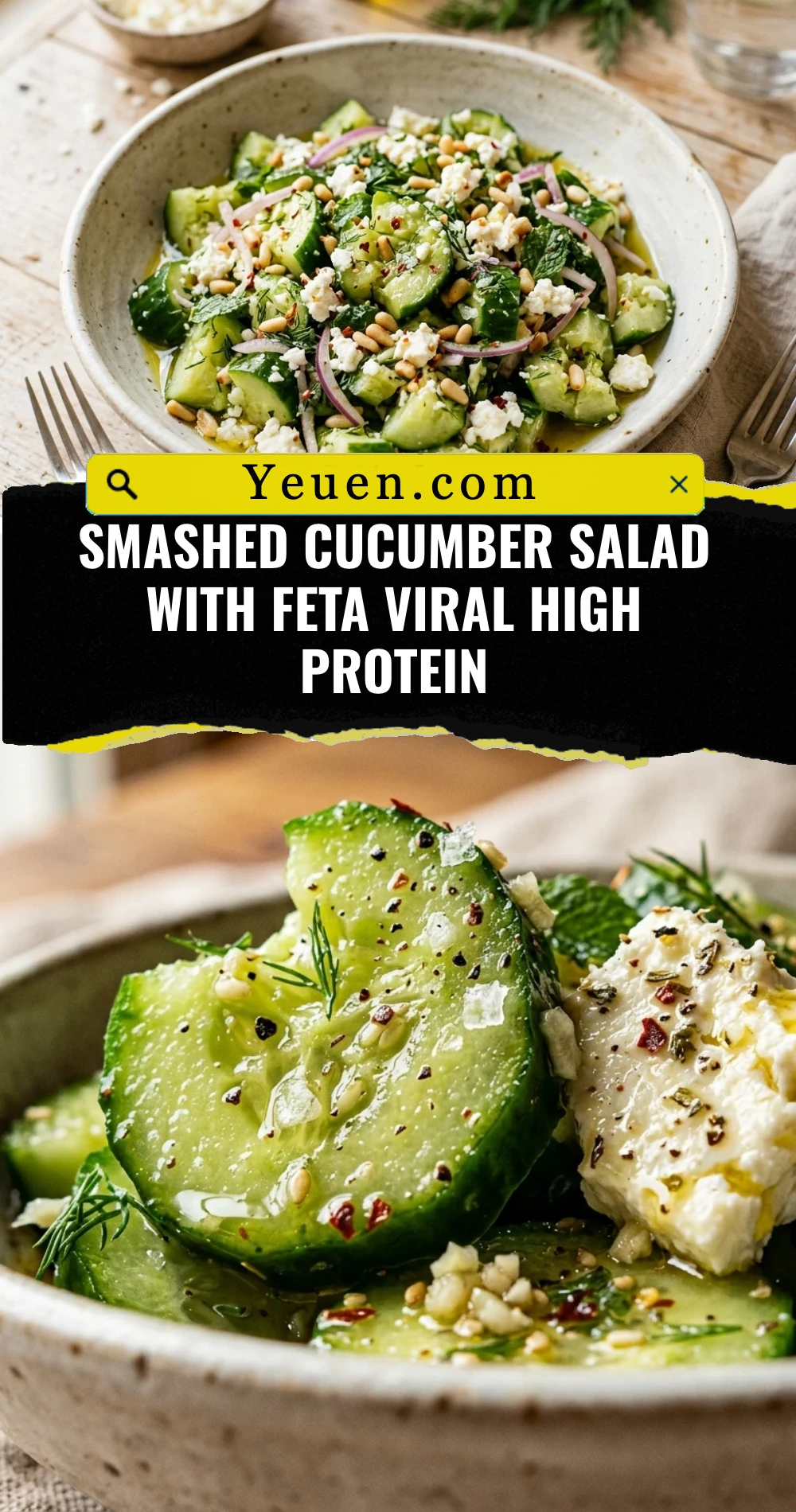 Smashed Cucumber Salad With Feta Viral High Protein