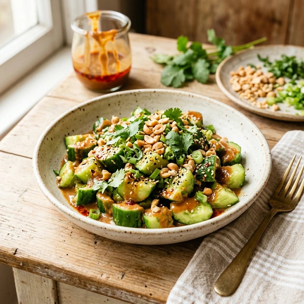 Smashed Cucumber Salad With Peanut Sauce Viral