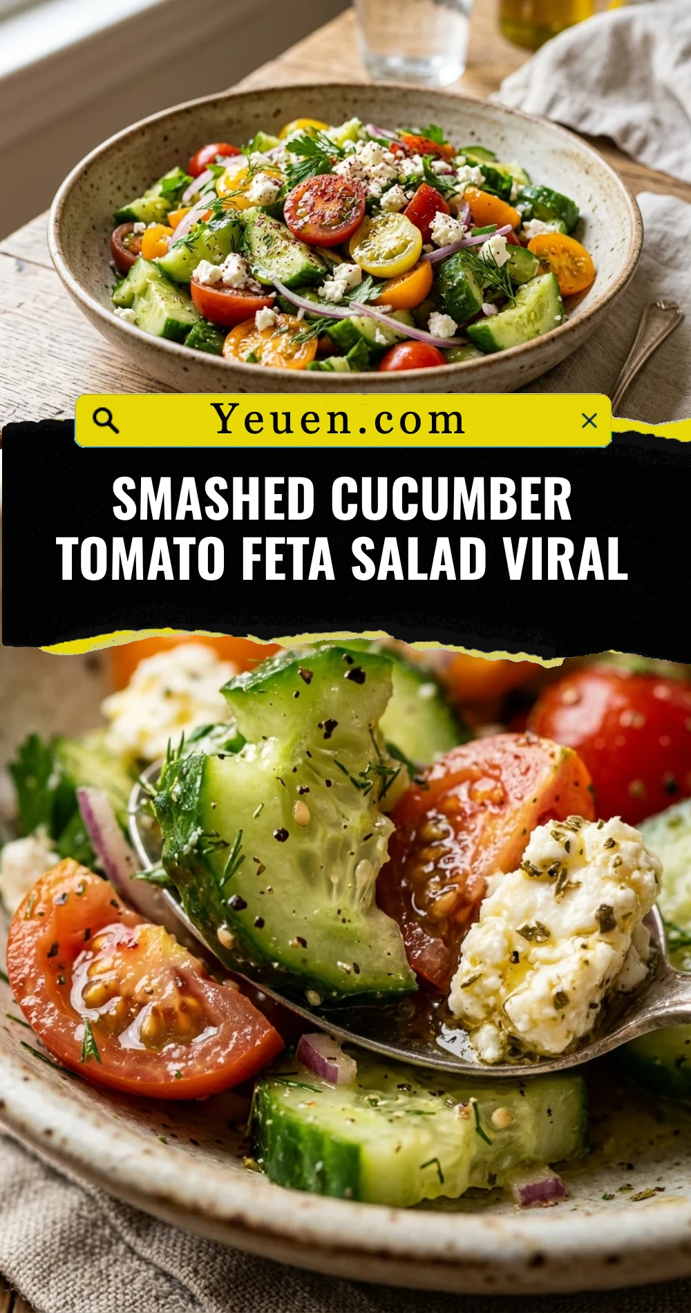 Smashed Cucumber Tomato Feta Salad Viral