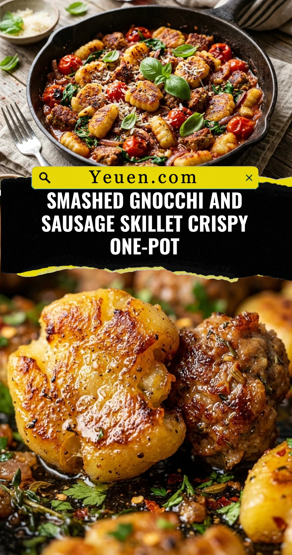 Smashed Gnocchi And Sausage Skillet Crispy One-Pot