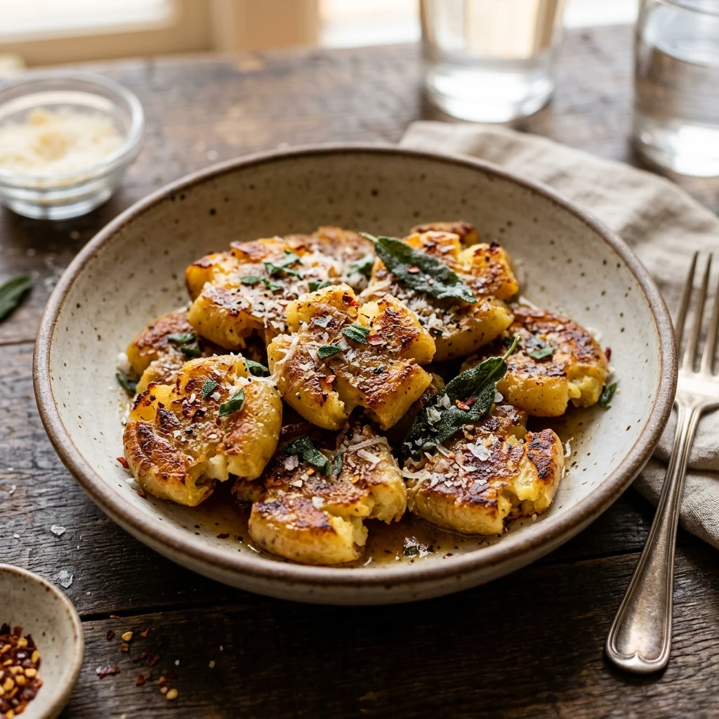 Smashed Gnocchi Crispy Outside Fluffy Inside Viral